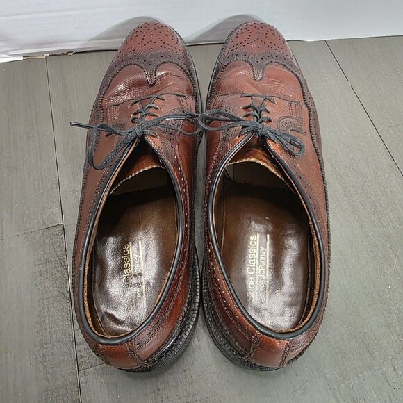 JCPenney Shoe Classics Brown Leather Wingtip Brogues Men's Size 10D Dress Shoes JCPenney Shoe Classics Brown Leather Wingtip Brogues Men's Size 10D Dress Shoes